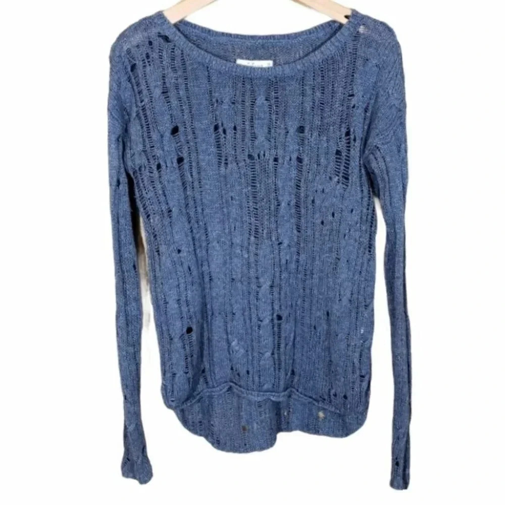 Abercrombie & Fitch XS loose knit blueish grey sweater boat neck grunge